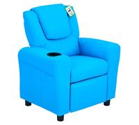 HOMCOM HOMdotCOM Chaise haute - Fauteuil de lecture - Repose-pieds et porte-gobelet inclus - Bleu