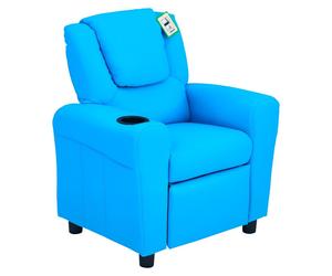 HOMCOM HOMdotCOM Chaise haute - Fauteuil de lecture - Repose-pieds et porte-gobelet inclus - Bleu