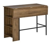 HOMCOM Ilot centra table de bar plateau latéral rabattable et 3 étagères 120 x 76 x 91,4 cm marron
