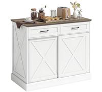 HOMCOM Îlot Central Cuisine 2 Tiroirs 106,4 x 57 x 92 cm Blanc et Marron | Buffet Cuisine, Meuble de Rangement, 2 Portes Coulissantes, Étagère Réglable, Style Rustique