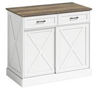 HOMCOM Îlot central cuisine, buffet cuisine, meuble de rangement avec 2 tiroirs 2 portes coulissantes, étagère réglable, blanc