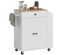 HOMCOM Îlot central cuisine mobile desserte cuisine avec tiroir étagère réglable placard à deux portes 82 x 38 x 86,5 cm blanc