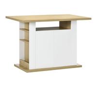 HOMCOM Îlot Central Cuisine Placard Bois 110 x 70 x 75,5 cm Blanc Naturel | Table à Manger, Meuble de Rangement, Grand Plan de Travail, 4 Personnes, 4 Portes et Étagères