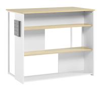 HOMCOM Ilot de cuisine 3 étagères de style moderne et porte-couteaux en acier inoxydable 105 x 65 x 90 cm blanc et naturel