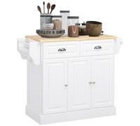 Ilot de cuisine HOMCOM chariot sur roulettes desserte avec 2 tiroirs 3 portes porte-serviettes et porte-épices 110x45x91 cm