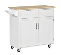 HOMCOM Îlot Rangement Cuisine Multifonction Bois Blanc Hévéa 104L Aosom France