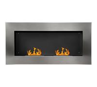 HOMCOM insert cheminée Cheminée bioéthanol Murale encastrable brûleur 2*1.5 L, 110L x 14l x 54H cm Couverture 25-30 m² Acier inox Aosom France