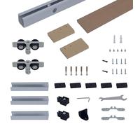 HOMCOM Kit complet de porte coulissante en bois quincaillerie système galandage pour porte épaisseur 35-45 mm charge max. 75 kg rail roulettes vis 200 x 3,05 cm brun