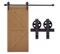 HOMCOM - kit de porte coulissante - acier au carbone - 183x4x0.6cm - Café