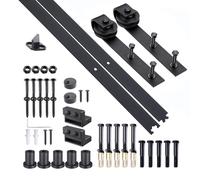 HOMCOM Kit de Porte Coulissante, Système Galandage pour Porte d'une Épaisseur de 35-45 mm et Largeur Max. 1 m, Charge 100 kg, Acier Noir