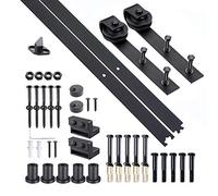HOMCOM Kit de Porte Coulissante, Système Galandage pour Porte d'une Épaisseur de 35-45 mm et Largeur Max. 1 m, Charge 100 kg, Acier Noir