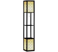 HomCom Lampadaire étagère 4 niveaux MDF motif nid d'abeille 26 x 26 x 156 cm noir