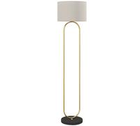 HOMCOM Lampadaire abat-jour en lin douille E27 style moderne interrupteur à pied pour salon et chambre 156 cm doré et noir