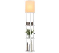 HOMCOM Lampadaire avec étagères 3 températures de couleur télécommande pour salon chambre bureau blanc