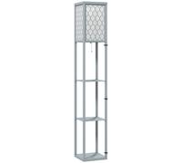 HOMCOM Lampadaire avec étagères, lampadaire sur pied de salon 3 niveaux, interrupteur à tirette 26 x 26 x 160 cm, gris et blanc