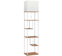 HOMCOM Lampadaire avec étagères, lampadaire sur pied de salon dimmable, télécommande, 40 x 29 x 171 cm, bois naturel