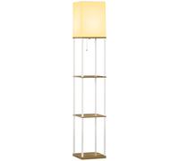 HOMCOM Lampadaire Bois 3 Étagères Design Moderne Blanc pour Salon Aosom France