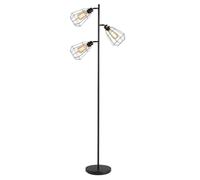 HOMCOM Lampadaire Design Industriel 3 Ampoules Abat-Jour Cage Métal Noir | Max. 40 W, Salon