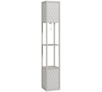 HOMCOM Lampadaire étagère 2 lampes 2 étagères 4 niveaux MDF gris motif nid d'abeille 26 x 26 x 156 cm gris