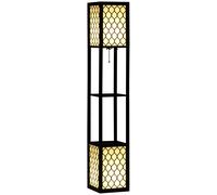 HomCom Lampadaire étagère 4 niveaux MDF motif nid d'abeille 26 x 26 x 156 cm noir