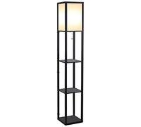 HOMCOM Lampadaire étagère 26L x 26l x 160H cm 3 étagères 4 Niveaux MDF Noir