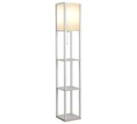 HOMCOM Lampadaire étagère 26L x 26l x 160H cm 3 étagères 4 Niveaux MDF Blanc