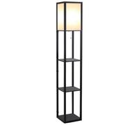 HOMCOM Lampadaire Étagère 3 Étagères 4 Niveaux 26 x 26 x 160 cm Noir | 4 Niveaux, MDF