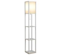 HOMCOM Lampadaire étagère 26L x 26l x 160H cm 3 étagères 4 Niveaux MDF Blanc