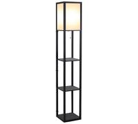 HOMCOM Lampadaire étagère Lampe étagère 26L x 26l x 160H cm 3 étagères 4 Niveaux MDF Noir