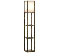 Homcom Lampadaire Étagère Lumineux 3 Niveaux MDF Blanc et Marron 160cm Déco Intérieure Aosom France