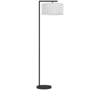 HOMCOM Lampadaire lampe à pied abat-jour en tissu de lin base ronde stable 47 x 37 x 153 cm noir et blanc