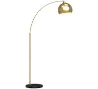 HOMCOM Lampadaire lampe de salon arc réglable pied marbre style vintage 40W E27 dim. 100-115L x 30l x 170-180H cm doré