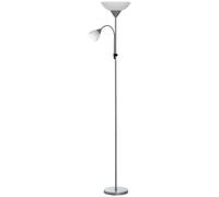 HOMCOM Lampadaire, lampe de salon sur pied avec 2 têtes douille E27 et E14, base en métal dim. Ø28 x 179,5H cm