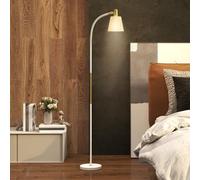 HOMCOM Lampadaire Lampe sur Pied de Salon Blanc Réglable 127-160 cm | Interrupteur, Douille E27, Chambre à Coucher, Bureau