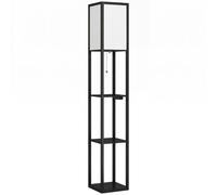 HOMCOM Lampadaire LED avec étagères, dimmable, interrupteur à chaîne & prises, noir