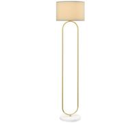 HOMCOM Lampadaire moderne avec abat-jour en tissu, grande base et double tube en métal, lampadaire avec interrupteur à pied pour chambre et salon, doré
