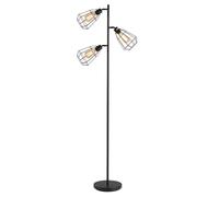 Lampadaire - HOMCOM - design industriel 3 ampoules max 40 W abat-jour cage éclairage - métal - noir