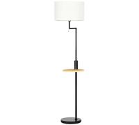 HOMCOM Lampadaire sur Pied avec Étagère, Lampe de Sol, Chaîne de Tirage, E 27, 40 W, Bambou, Naturel + Noir