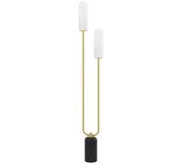 HOMCOM Lampadaire sur pied de salon lampe sur pied avec 2 abat-jours en verre, base en marbre et interrupteur à pied, blanc