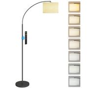 HOMCOM Lampadaire sur pied de salon LED dimmable lampe salon 180 cm noir | avec Télécommande, Abat-jour Ajustable, 11 Températures de Couleurs, 11 Niveaux de Luminosité, Ampoule Incluse, Minuterie