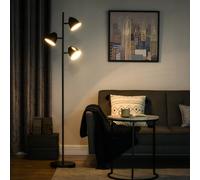 HOMCOM Lampadaire sur Pied Industriel 3 Abat-Jours 38 x 28 x 169 cm Noir | Salon, Orientables, en Acier