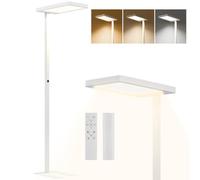 HOMCOM Lampadaire sur pied salon, 1560 LM 40W, lampadaire LED, lampe de lecture dimmable 196 cm à spectre complet, veilleuse et télécommande, lumière du jour, 3000K-6500K température couleur réglable