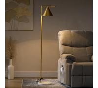Lampadaire sur pied - HOMCOM - 40 W lampe acier doré abat-jour conique orientable base marbre - acier - 153 cm - doré blanc