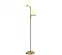 HOMCOM Lampadaire sur Pied Salon à Double Tête Abat-Jour en Verre Doré | Lampe Moderne, Sphérique, 3 Températures de Couleur, Douille E27, Interrupteur au Pied, pour Chambre, Bureau