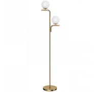 HOMCOM Lampadaire sur Pied Salon à Double Tête, Lampe sur Pied avec 3 Températures de Lumière, Abat-Jour en Verre, Doré