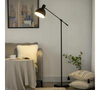 HomCom Lampadaire sur pied – 40 W, hauteur réglable, abat-jour et bras orientable, culot E27, noir
