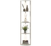 HOMCOM Lampadaire sur Pied Salon en Bois, Étagères d'Angle Lampe Chêne