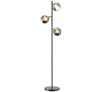 HOMCOM Lampadaire sur pied salon en métal avec 3 abat-jours globe métal chromé 40W Ø 36 x 162H cm noir et gris