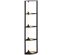 HOMCOM Lampadaire sur pied salon, lampadaire avec étagères d'angle à 4 niveaux, lampe LED dimmable, 41x29,5x163,5cm, noir