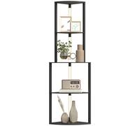 HOMCOM Lampadaire sur pied salon, lampadaire avec étagères d'angle à 4 niveaux, luminosité réglable, 55,5 x 39,5 x 163 cm, noir